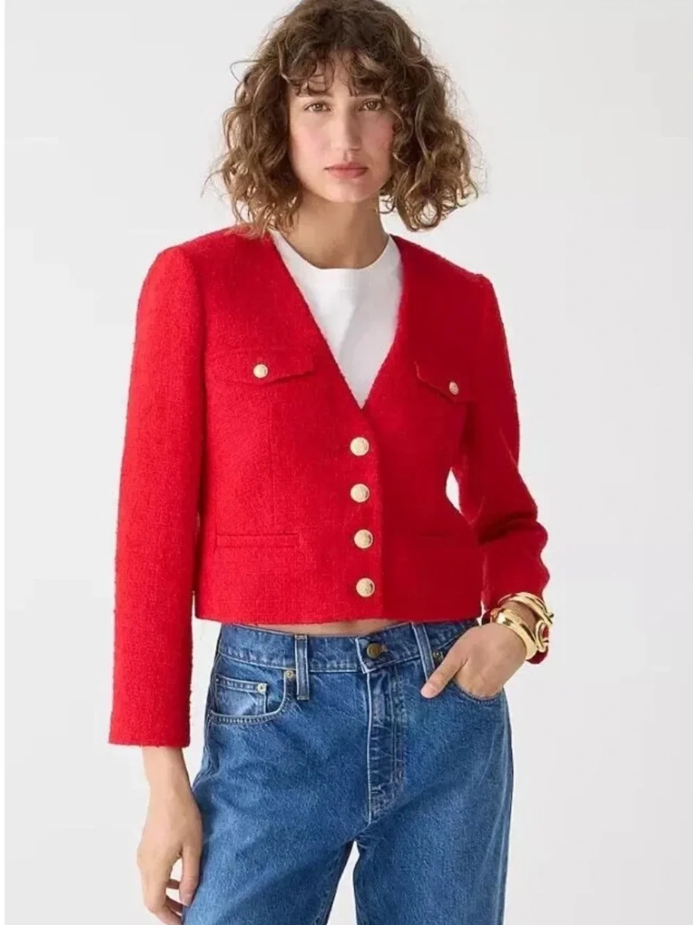 J. Crew Lady Jacket Maritime Tweed Festival Blazer Red 00